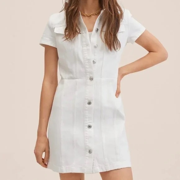 Mango white denim button dress - Picture 1 of 6